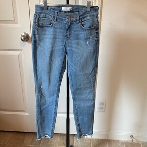 LOFT Light Blue Skinny Jeans with Subtle Distress